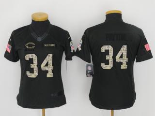 Women Chicago Bears 34 Walter Payton Anthracite Salute To Service Limited Jersey