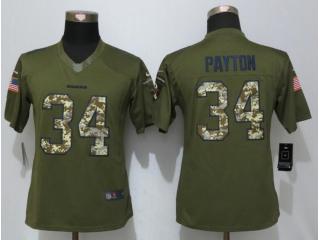 Women Chicago Bears 34 Walter Payton Green Salute To Service Limited Jersey
