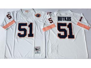 Chicago Bears 51 Dick Butkus Football Jersey White Retro