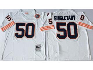 Chicago Bears 50 Mike Singletary Football Jersey White Retro