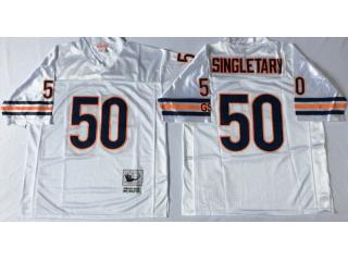 Chicago Bears 50 Mike Singletary Football Jersey White Retro