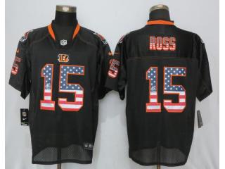 Cincinnati Bengals 15 John Ross USA Flag Fashion Black Elite Jersey