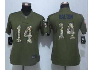 Women Cincinnati Bengals 14 Andy Dalton Green Salute To Service Limited Jersey