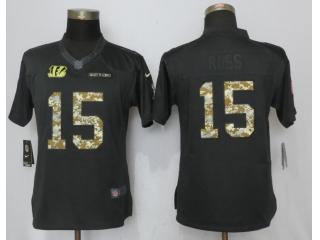 Women Cincinnati Bengals 15 John Ross Anthracite Salute To Service Limited Jersey