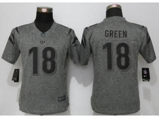 Women Cincinnati Bengals 18 A.J. Green Stitched Gridiron Gray Limited Jersey