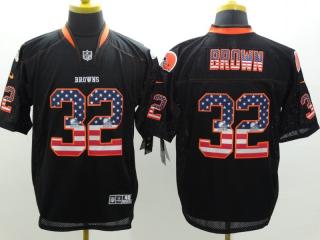 Cleveland Browns 32 Jim Brown USA Flag Fashion Black Elite Jersey