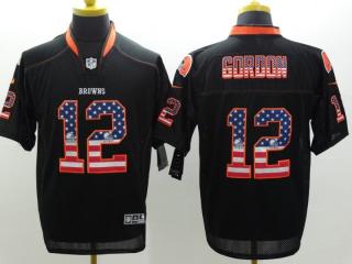 Cleveland Browns 12 Josh Gordon USA Flag Fashion Black Elite Jersey