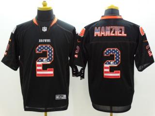 Cleveland Browns 2 Johnny Manziel USA Flag Fashion Black Elite Jersey