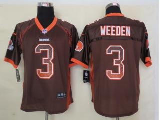 Cleveland Browns 3 Brandon Weeden Drift Fashion Brown Elite Jersey