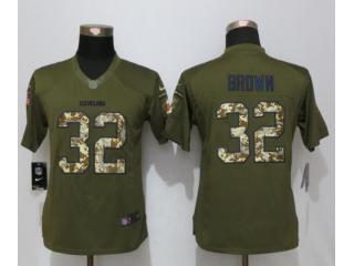 Women Cleveland Browns 32 Jim Brown Green Salute To Service Limited Jersey