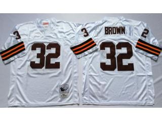 Cleveland Browns 32 Jim Brown Football Jersey White Retro