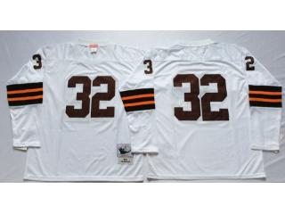 Cleveland Browns 32 Jim Brown Football Jersey White Retro