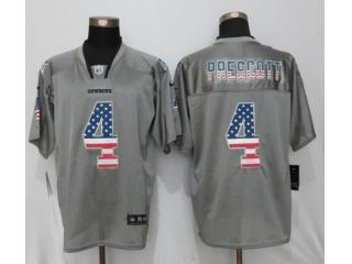 Dallas Cowboys 4 Dak Prescott USA Flag Fashion Gray Elite Jersey