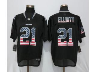 Dallas Cowboys 21 Ezekiel Elliott USA Flag Fashion Black Elite Jersey