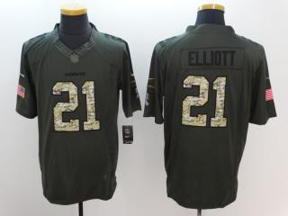 Dallas Cowboys 21 Ezekiel Elliott Green Salute To Service Limited Jersey