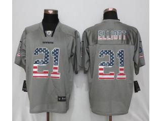 Dallas Cowboys 21 Ezekiel Elliott USA Flag Fashion Gray Elite Jersey