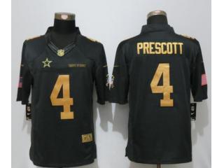 Dallas Cowboys 4 Dak Prescott Gold Anthracite Salute To Service Limited Jersey