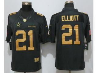 Dallas Cowboys 21 Ezekiel Elliott Gold Anthracite Salute To Service Limited Jersey