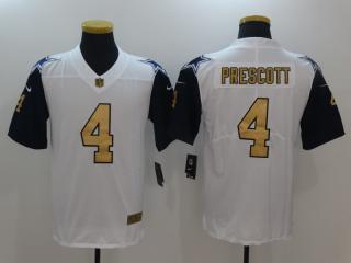 Dallas Cowboys 4 Dak Prescott Gold Football Jersey Legend White