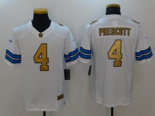 Dallas Cowboys 4 Dak Prescott Gold Football Jersey Legend White