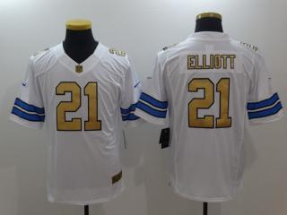 Dallas Cowboys 21 Ezekiel Elliott Gold Football Jersey Legend White