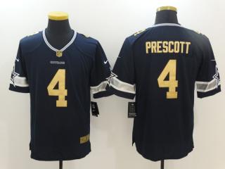 Dallas Cowboys 4 Dak Prescott Gold Football Jersey Legend Navy Blue