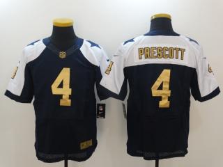 Dallas Cowboys 4 Dak Prescott Gold Football Jersey Legend Navy Blue