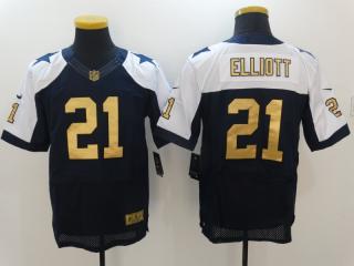 Dallas Cowboys 21 Ezekiel Elliott Gold Football Jersey Legend Navy Blue