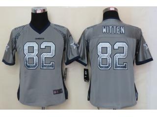 Women Dallas Cowboys 82 Jason Witten Drift Fashion Grey Elite Jersey