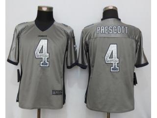 Women Dallas Cowboys 4 Dak Prescott Drift Fashion Grey Elite Jersey