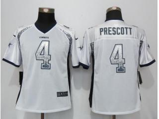 Women Dallas Cowboys 4 Dak Prescott Drift Fashion White Elite Jersey