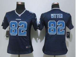 Women Dallas Cowboys 82 Jason Witten Navy Blue Strobe Elite Jersey
