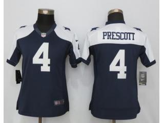 Women Dallas Cowboys 4 Dak Prescott Blue Thanksgiving Limited Jersey