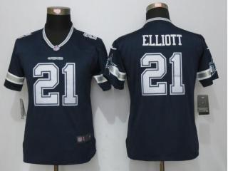 Women Dallas Cowboys 21 Ezekiel Elliott Blue Limited Jersey