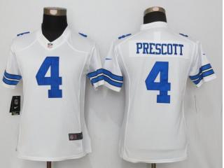 Women Dallas Cowboys 4 Dak Prescott White Limited Jersey