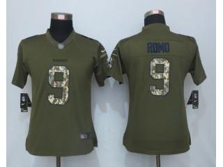 Women Dallas Cowboys 9 Tony Romo Green Salute To Service Limited Jersey