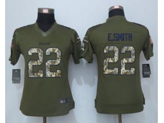 Women Dallas Cowboys 22 Emmitt Smith Green Salute To Service Limited Jersey