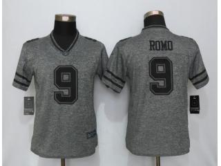 Women Dallas Cowboys 9 Tony Romo Stitched Gridiron Gray Limited Jersey