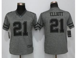 Women Dallas Cowboys 21 Ezekiel Elliott Stitched Gridiron Gray Limited Jersey