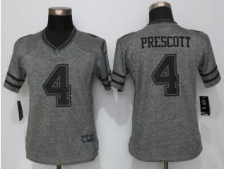 Women Dallas Cowboys 4 Dak Prescott Stitched Gridiron Gray Limited Jersey