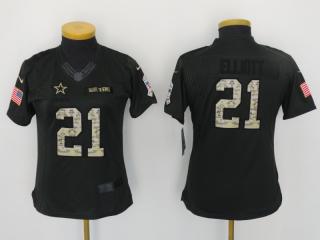 Women Dallas Cowboys 21 Ezekiel Elliott Anthracite Salute To Service Elite Jersey