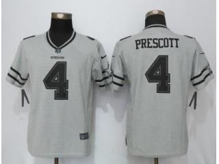Women Dallas Cowboys 4 Dak Prescott Gridiron Gray II Elite Jersey