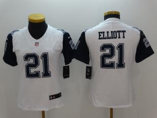 Women Dallas Cowboys 21 Ezekiel Elliott Football Jersey Legend White