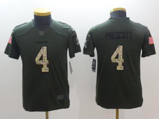 Youth Dallas Cowboys 4 Dak Prescott Green Salute To Service Limited Jersey