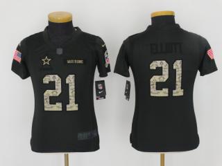 Youth Dallas Cowboys 21 Ezekiel Elliott Anthracite Salute To Service Elite Jersey