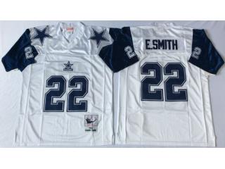 Dallas Cowboys 22 Emmitt Smith Football Jersey White Retro