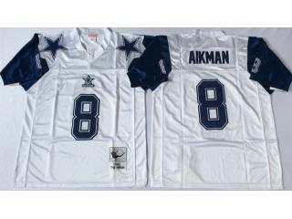 Dallas Cowboys 8 Troy AIikman Football Jersey White Retro