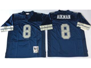 Dallas Cowboys 8 Troy AIikman Football Jersey Blue Retro