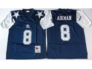 Dallas Cowboys 8 Troy AIikman Football Jersey Blue Retro