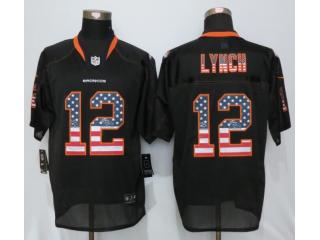 Denver Broncos 12 Paxton Lynch USA Flag Fashion Black Elite Jersey